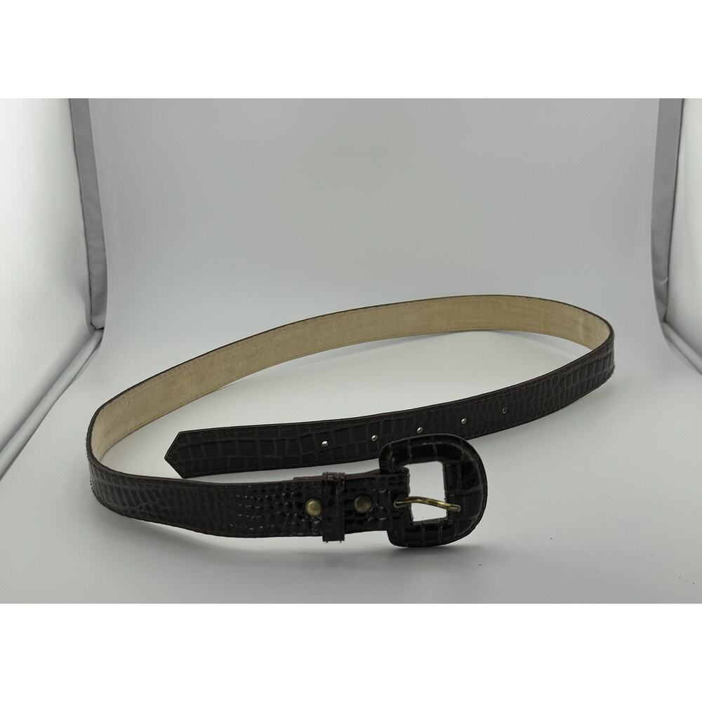 EUC VINTAGE VTG Faux Croc Leather Brown Belt Med Large‎ 12